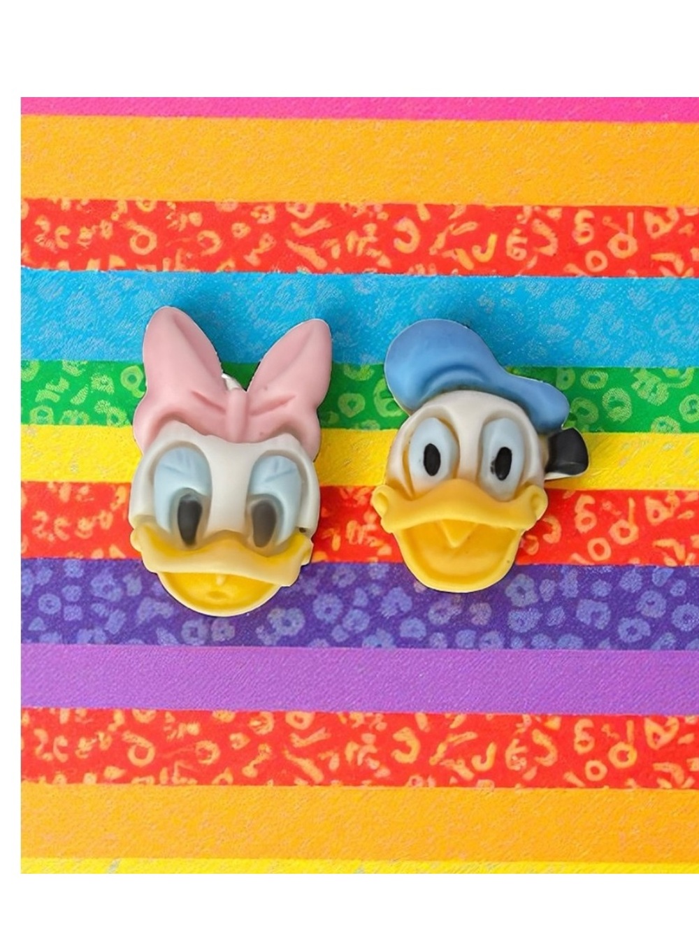 Disney Donald & Daisy Stud Earrings - Yellow, Blue, Pink—1 inch